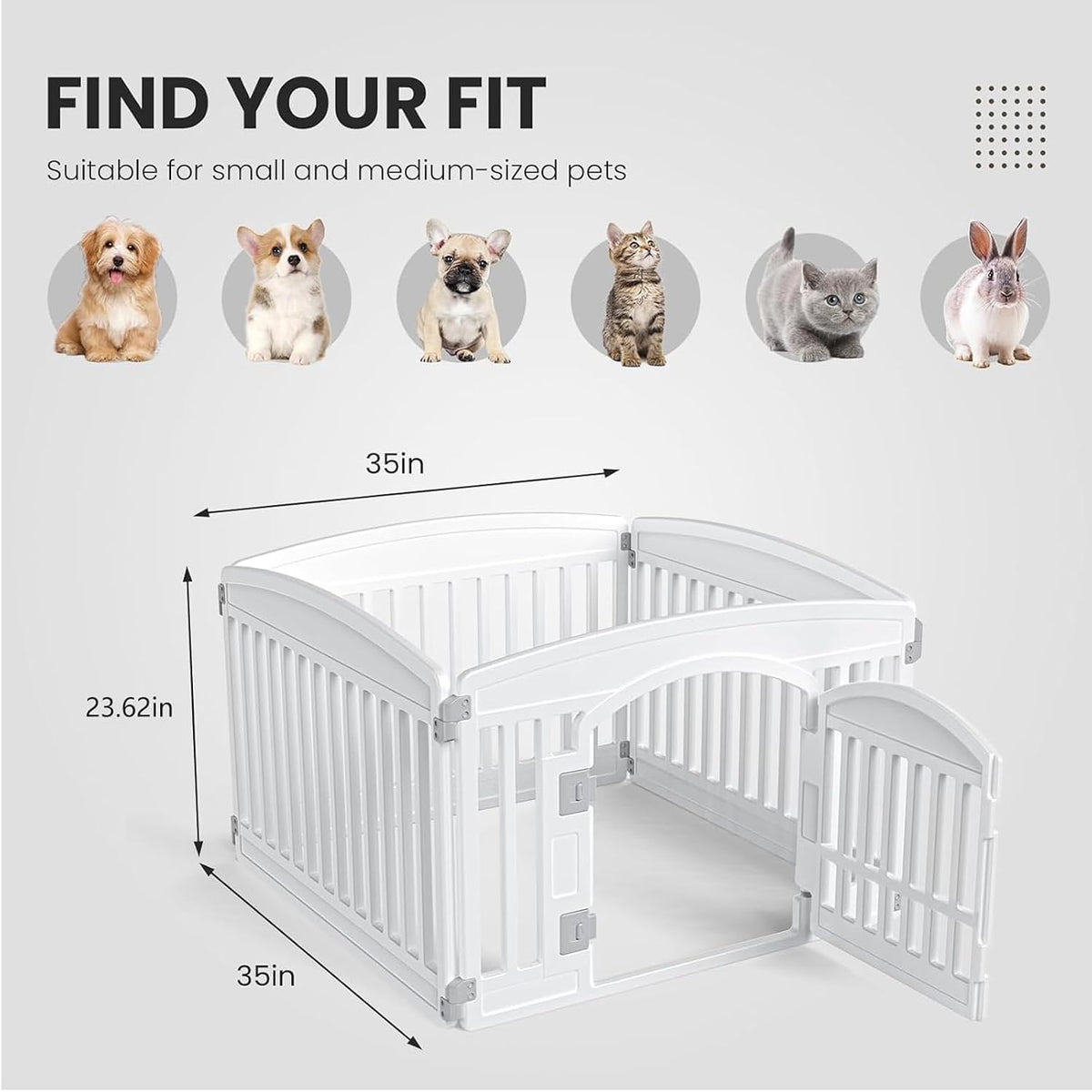 Sweetcrispy Dog Playpen, Plastic Puppy Pet Fence - Basic White / 4 / 24 Inch - image 2