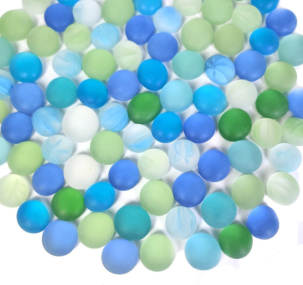HappyFiller 2 Lb Matted Flat Marbles - Blue/Green/Aqua Teal / 2 LB