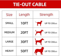 Dog tie Out Cable, 10/20/25/30/50/70/100 feet, Suitable for Dogs up to 350 pounds, Dog Cable with Swivel Buckle, Lightweight, Non-Winding, for Outdoor Camping, Yard Dog Cable (Red, 30FT)