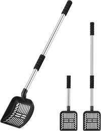 Metal Cat Litter Scoop, Detachable Long Handle Litter Scooper – Daily Care for Cats - black shovel