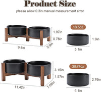 SPUNKYJUNKY Ceramic Dog Bowls with Acacia Wood Stand - 28.74 oz / Black - image 2