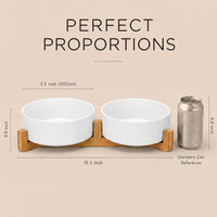 SPUNKYJUNKY Ceramic Dog and Cat Bowl with Wood Stand Non-Slip Matte - 5 cups / White × 2 - image 4