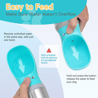 Portable Dog Water Bottle - Button switch / 14 OZ - Blue - image 4
