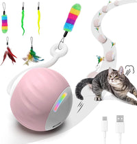 Upgraded 2.36 Inch Large Interactive Cat Toys Ball for Indoor Cats - Pink