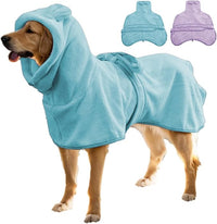 KOOGALSmall to Medium Size Dog Bathrobe, Quick Drying Super Absorbent Used for After Bathing, Warm Dog Towels, Adjustable Hoodies and Belts for Pet Dogs Bath Clothes Products(Blue, L)