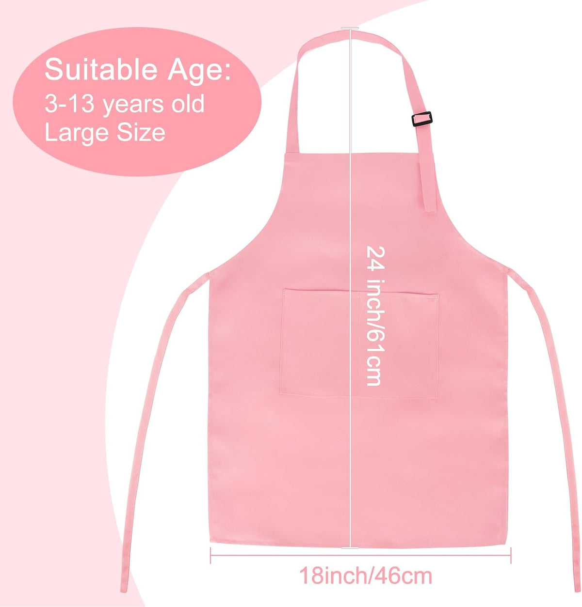 5 Pack Kids Apron Adjustable Children Apron with 2 Pockets Children - Pink / 5 - image 2