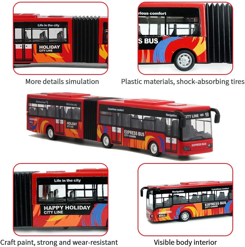 Crelloci City Bus Toy for Kids - Red - image 3