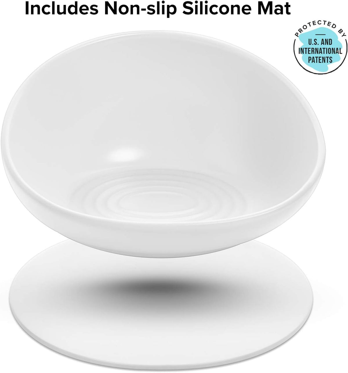 CatGuru Cat Food Bowl, Ceramic Bowls for Indoor Cats - Single Bowl / High-Low White - image 4