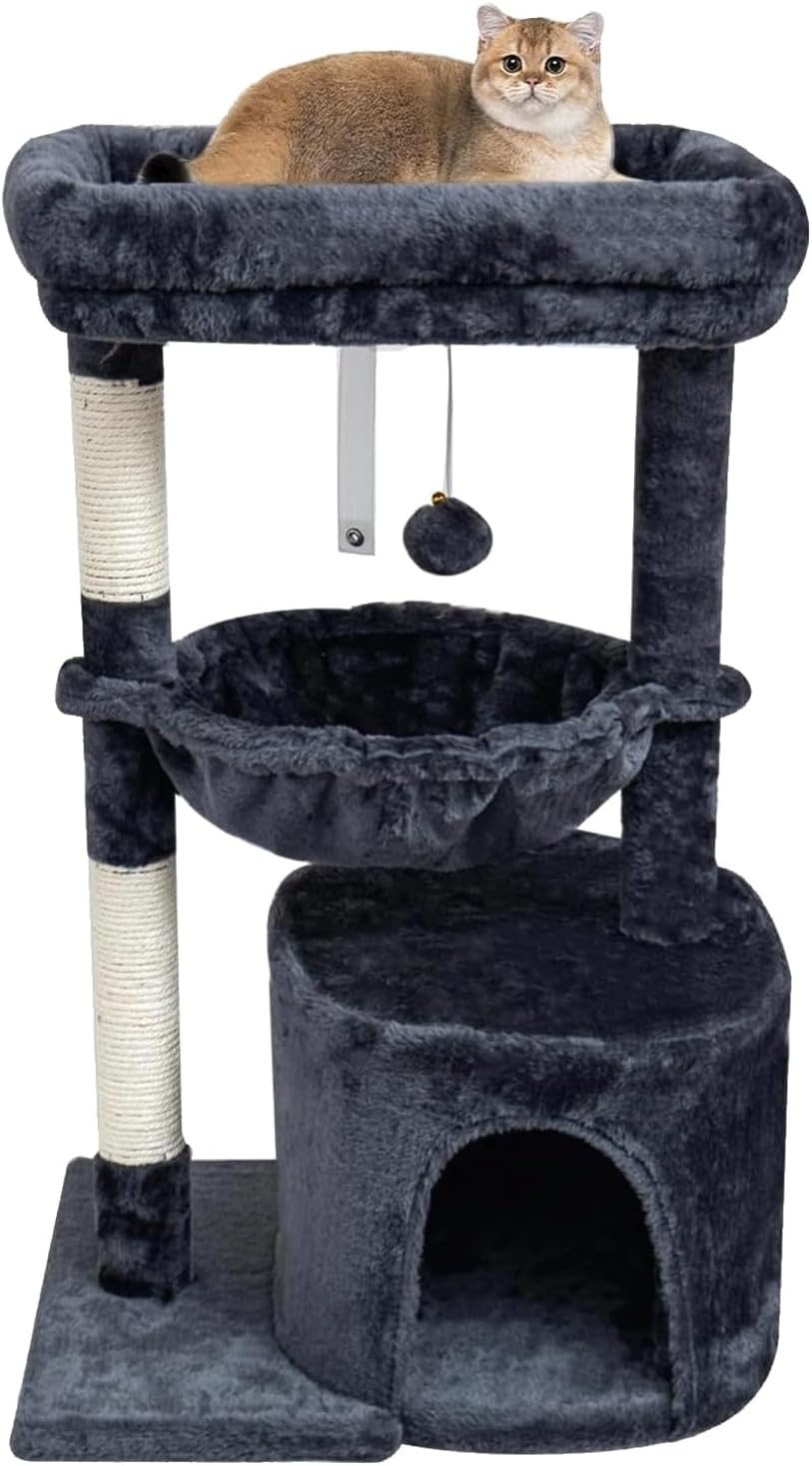 SYANDLVY Small Cat Tree for Indoor Cats - 29.6" / Smoky Grey