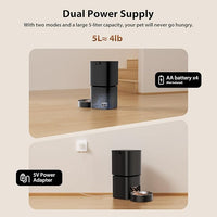 Automatic Cat Feeder, 5L/21 Cup Timed Automatic Pet Feeder, Dual Power Auto Dog Feeders, Pet Dry Food Dispenser for Cats & Small Dogs, 1-10 Meal Programmable 1-15 Portion Control Cat Feeder(Not WiFi)