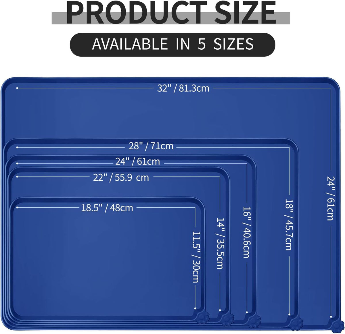 Reopet Silicone Pet Feeding Mat - Navy Blue / 32" x 24" - image 2