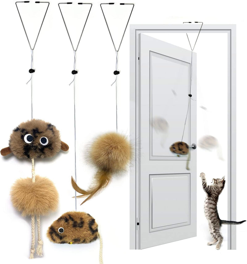 Cat Toys for Indoor Cats,Interactive Door Hanging Cat Toys Attached with Catnip/Feathers/Birds/Worm - 002 / quantity