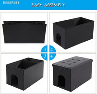 MEEXPAWS Cat Litter Box Enclosure Furniture Hidden, Cat Washroom Bench Storage Cabinet |Large 25.6'' x 17.7'' x 17.7''| Dog Proof | Waterproof Inside/Easy Clean | Easy Assembly | Odor Control(Black)