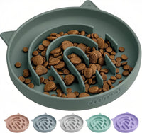 Coomazy Slow Feeder Cat Bowl Silicone Pet Puzzle Feeder for Slow - Green / 1 Cup