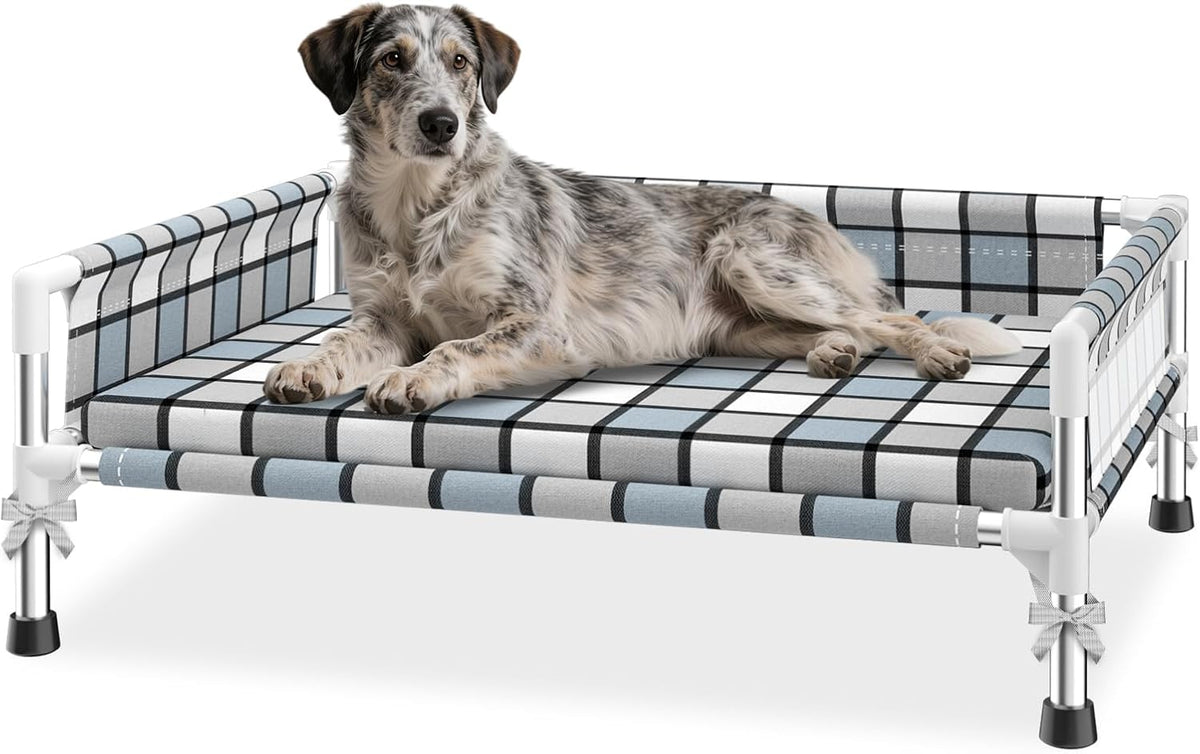 Elevated Dog Bed with with Guardrail - Cushion-M