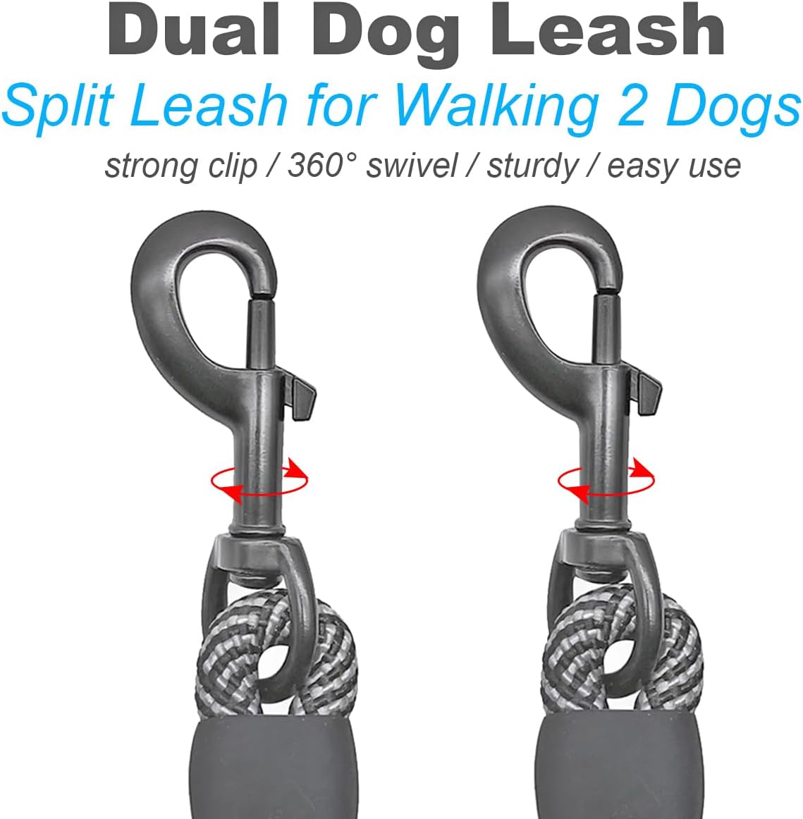 Double Dog Leash Coupler Heavy Duty Extension Rope for Two Large Dog – Essentials for Dogs - Small (1/3"D x 33"L) / Black - image 4