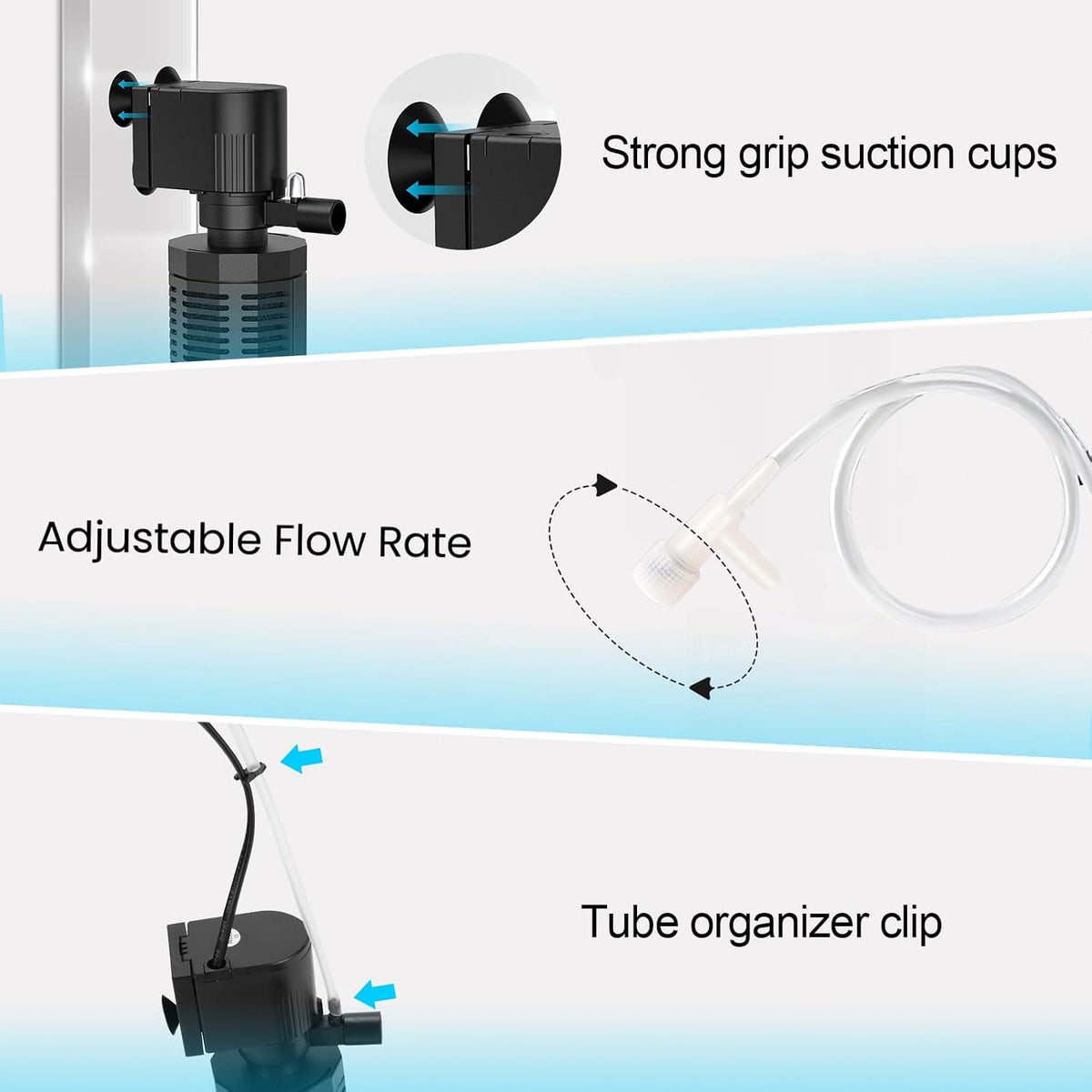 320GPH 4-In-1 Aquarium Filter 20-50 Gallons Quiet Fish Tank Filters – Essentials for Fish - 25W Filter - image 4