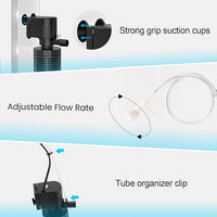 Aquarium Filter for 60-150 Gallons - Adjustable Flow Fish Tank Filters 420GPH Ultra-Quiet Submersible Power Pump Internal Filter with Biochemical Filtration Air Supply Water Clean