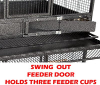 Extra Large Single Stacker Strong Heavy Duty Wrought Iron Breeder Parrot Aviary Bird Breeding Breeder Cage with Side Nest Breeding Doors On Wheels