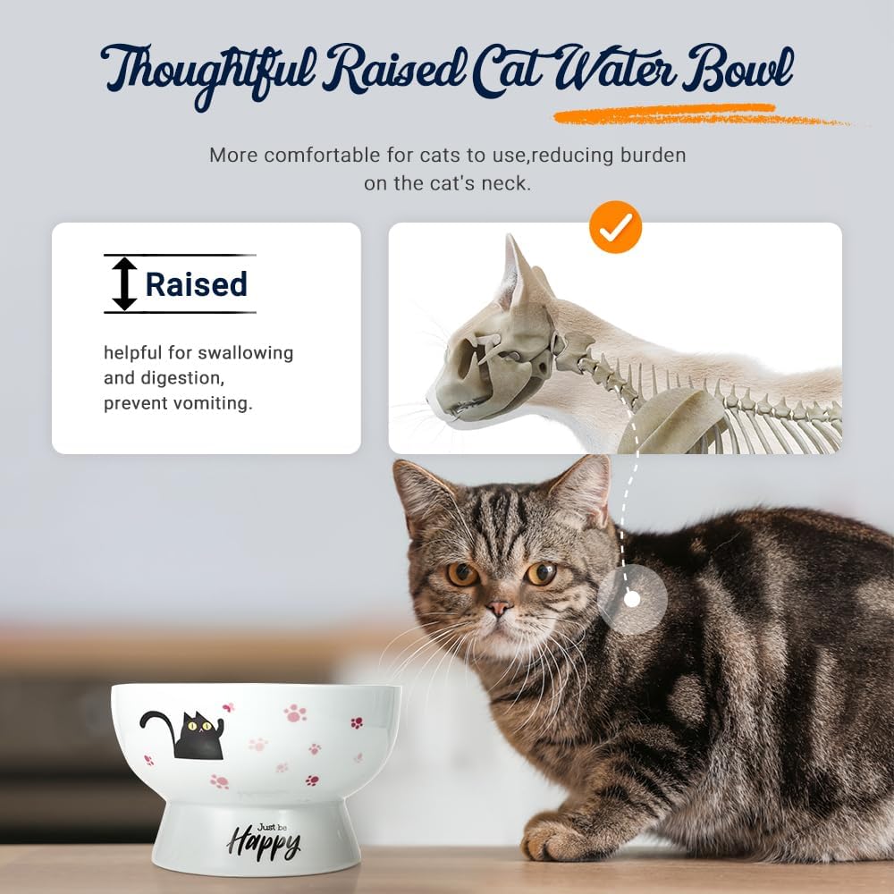 Raised Cat Food Bowl Ceramic 15° Tilted Cat Food Bowls Protect Cat's - Pink-Water Bowl / 1 - image 3