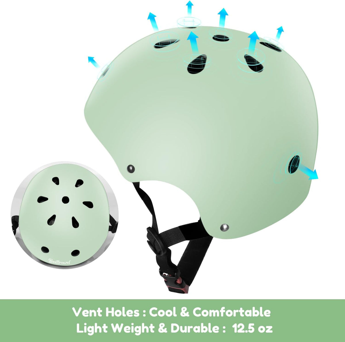 Besttravel Kids Helmet, Toddler Adjustable Kids Ages 3-8 Years Old Boys Girls Multi-Sports Safety - Light Green - image 4