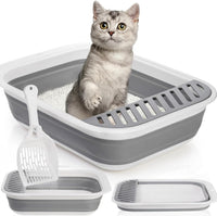 Tlence Collapsible Travel Cat Litter Box with Scoop