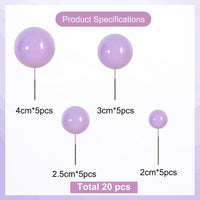 BEISHIDA 20 PCS Gold Mini Ball Cake Toppers Foam Cake Balls - Ball-lavender - image 2