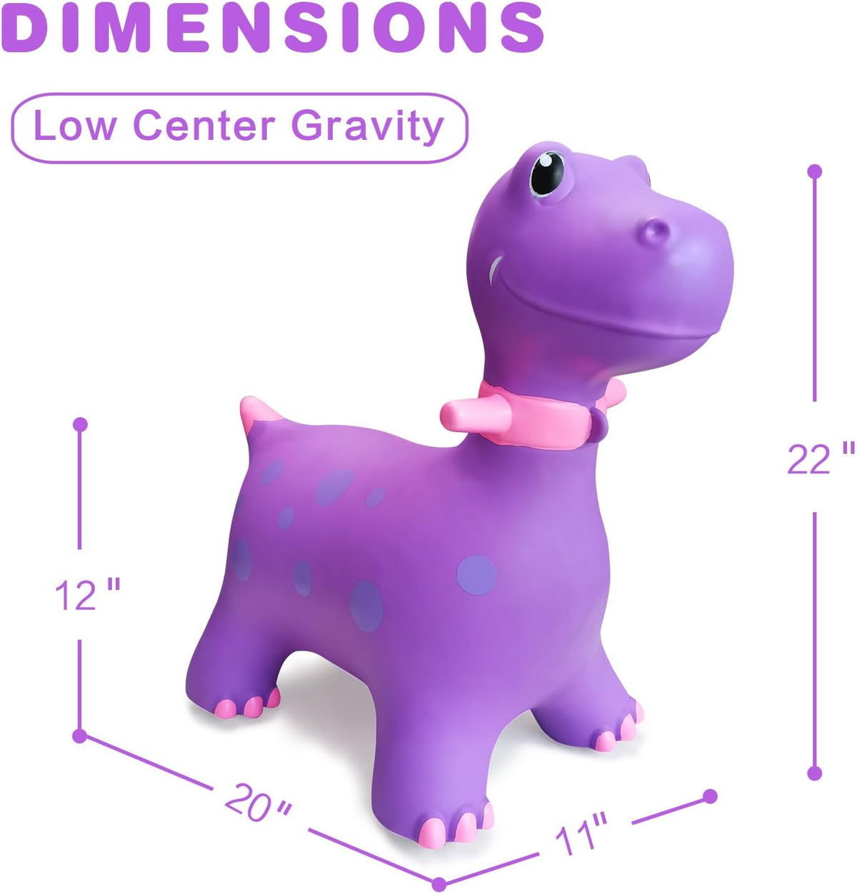 HotMax Bouncy Horse, Dinosaur Hopper Toys for Kids - Purple Dinosaur