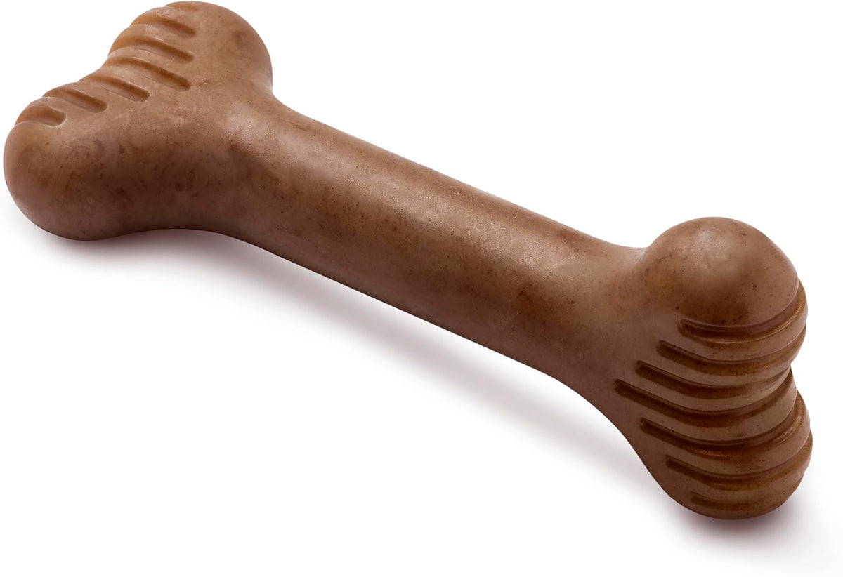 Benebone Fishbone Durable Dog Chew Toy for Aggressive Chewers - REAL Bacon / Bone / Small