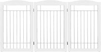 Spirich Freestanding Wire Pet Gate for Dogs, Tall Dog Gate for The Houes, Doorway, Stairs, Pet Puppy Safety Gate with Sliver Wire 60 Inches Extra Wide, 30 Inches Tall, 3 Panels, White