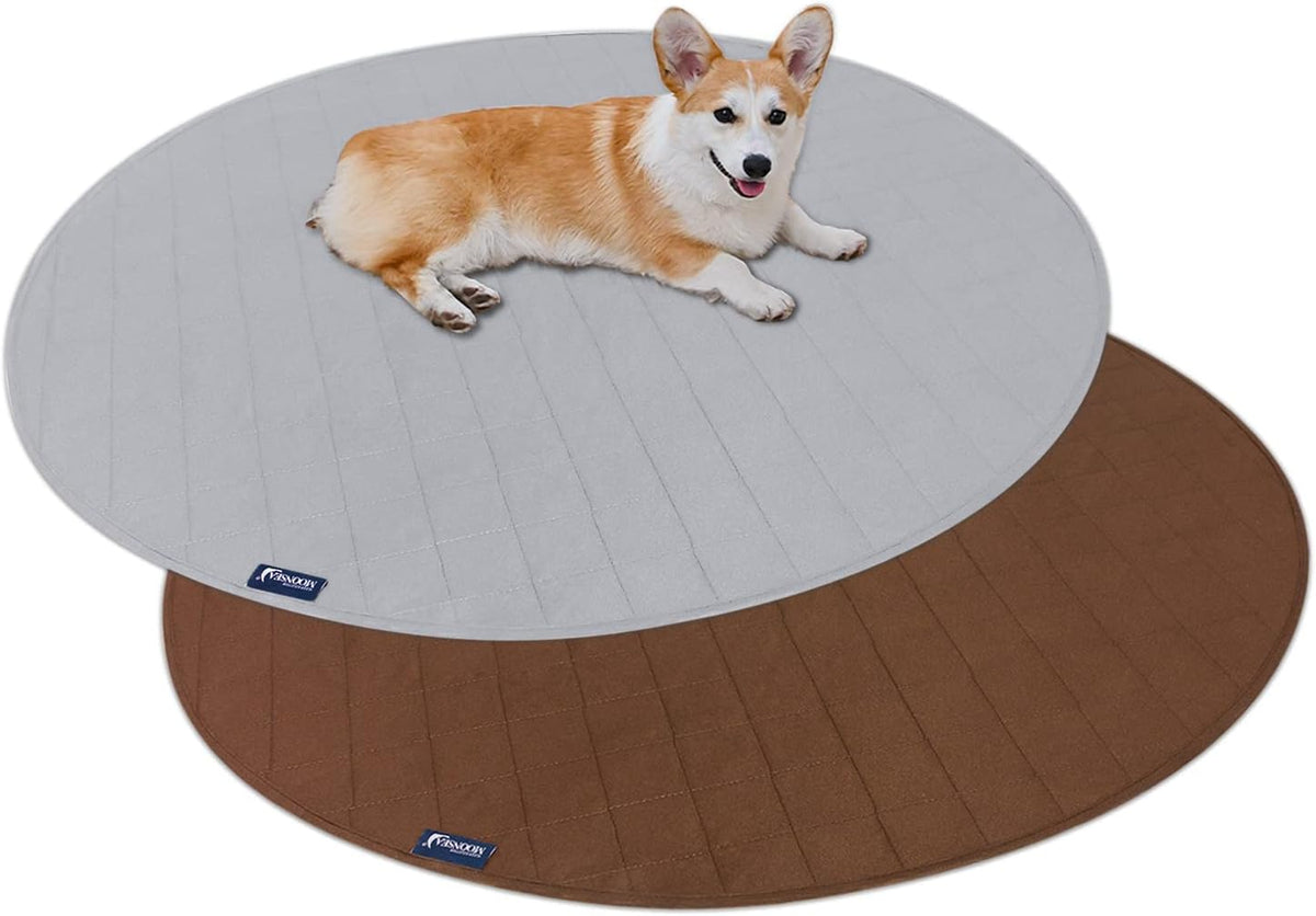 Washable Reusable Pee Pads for Dogs 2 Pack - 36" Round 2 Pack / Grey & Chocolate