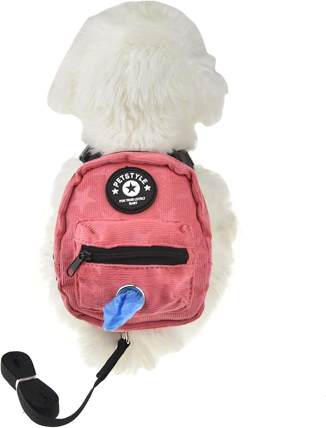 FLAdorepet Dog Backpack Harness Self Carry Bag with Leash Dog Poop Bag - Pink / M(Fit:10-15lb)