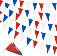 MAQIHAN 52.5 Ft Colorful Pennant Banner Flags - Red White Blue - 3PCS