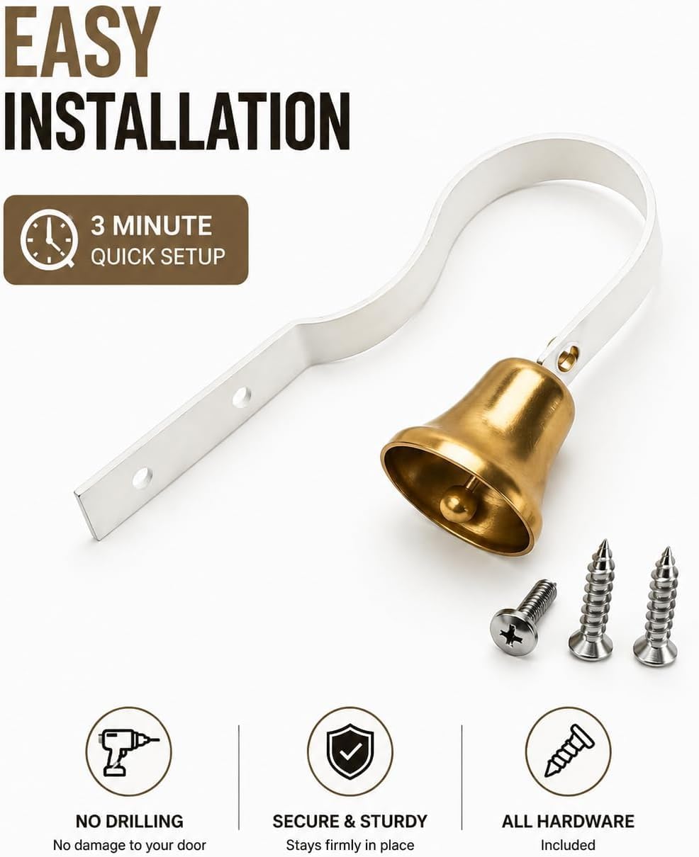 GoldTiger Fixed Metal Dog Doorbell for Potty Training - 2Pack White - image 2
