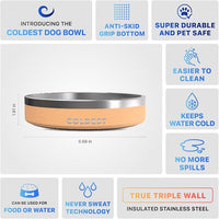 Coldest Dog Bowl - Anti Rust Metal, Non Slip, 3 Layers Insulated Stainless Steel Dog Bowls - Spill Proof & Heavy Duty - Water Bowl for Dogs, Cats & Pets, Dish Washer Safe (21 oz, Sahara Tan)