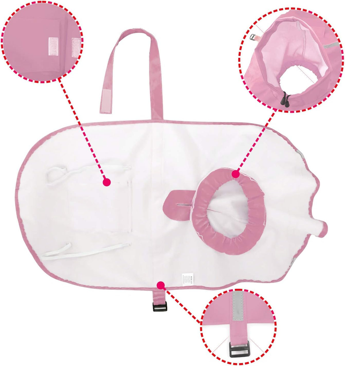 Adjustable Large Dog Raincoat with Strip Reflective - Pink / L - image 3