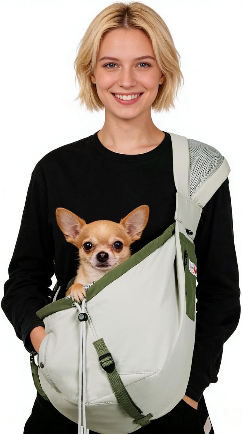 Dog Carrier Sling, Dog Carriers for Small Dogs Up to 20lbs - Army-green