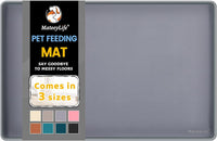 MateeyLife Silicone Cat & Dog Food Mat for Floors Waterproof - Gray / 18"L x 12"W