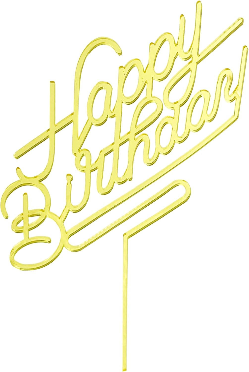 Black acrylic Happy Birthday cake topper on a frosted birthday cake - view 5