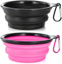 Dog Bowl Pet Collapsible Bowls - Small / Black & Pink