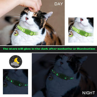 Baeuppit 2PCS Breakaway Cat Collars with Bell Moons Stars Cute Kitty - Neck 6.9-10.7 in / Green&Black - image 4