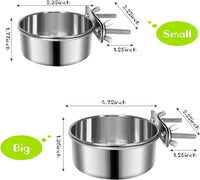 2 Pcs Stainless Steel Small Dog Crate Food Water Bowl - XS (19 & 12 OZ) / Silver - image 2