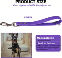 Short Dog Leash - 9 Inch Dogs Lead Grab Tab Heavy Duty Waterproof PVC Dog Training Traffic Leashes - 9'' / Violet - image 2