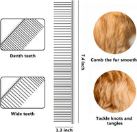 QUMY Dog Comb Kit-Dematting Rake Comb for Dogs Metal Cat Dog Grooming - image 3