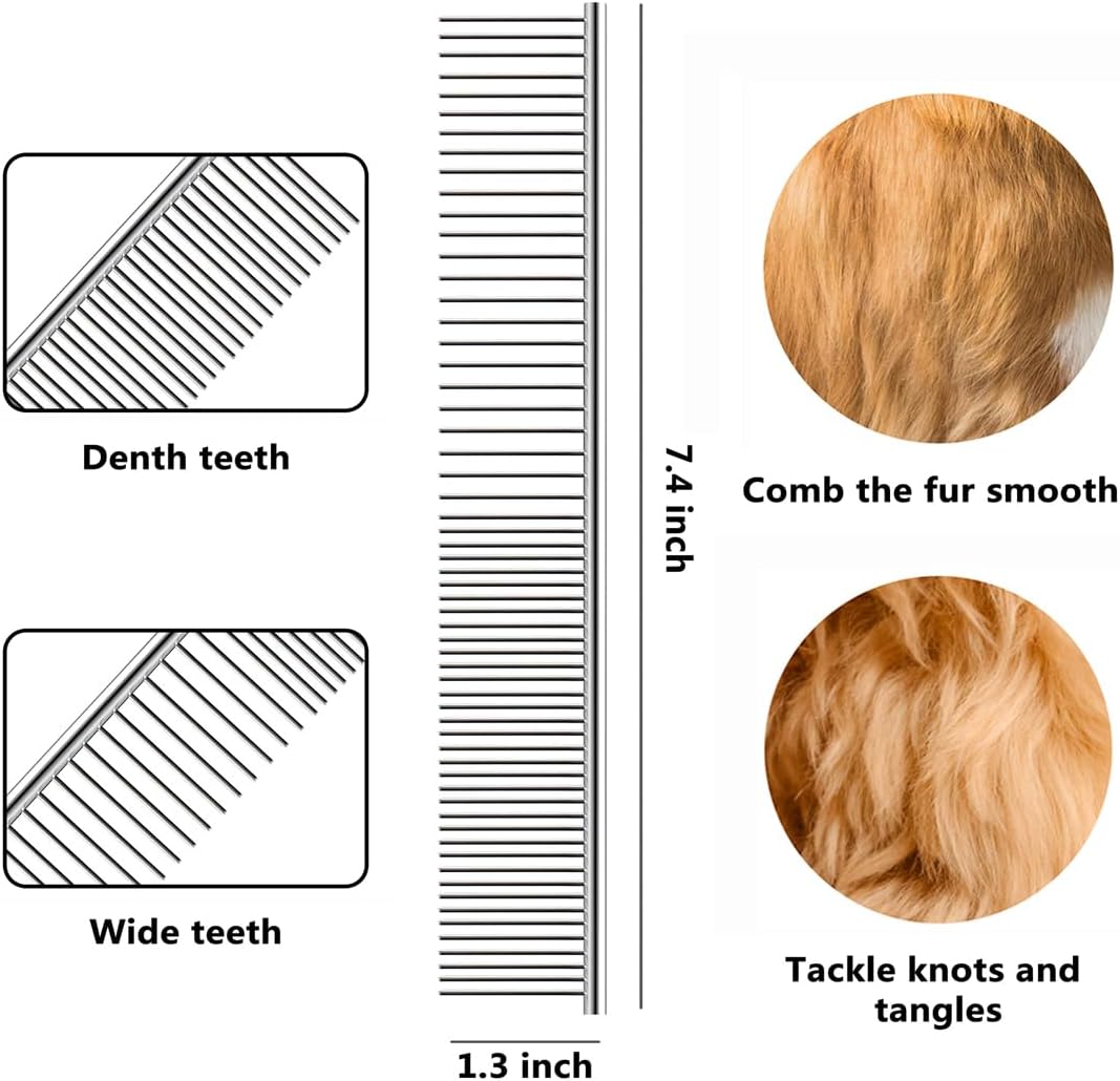 QUMY Dog Comb Kit-Dematting Rake Comb for Dogs Metal Cat Dog Grooming - image 3
