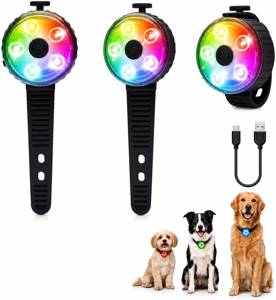 2-Pack Dog Collar Light with Memory Function, 8 Modes - 2