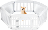 Sweetcrispy Dog Playpen, Plastic Puppy Pet Fence - Basic White / 6 / 24 Inch