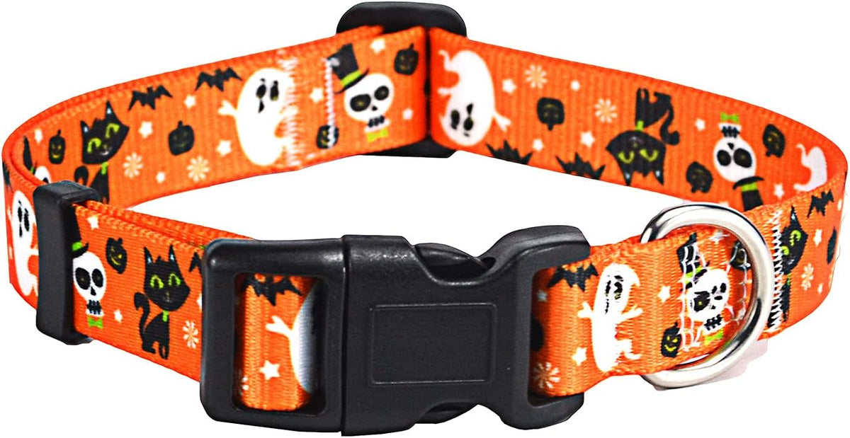Mihqy Dog Collar for Medium Dogs, Fashion Design, M - L (Neck 14.9-24.8", Width 1") / Halloween