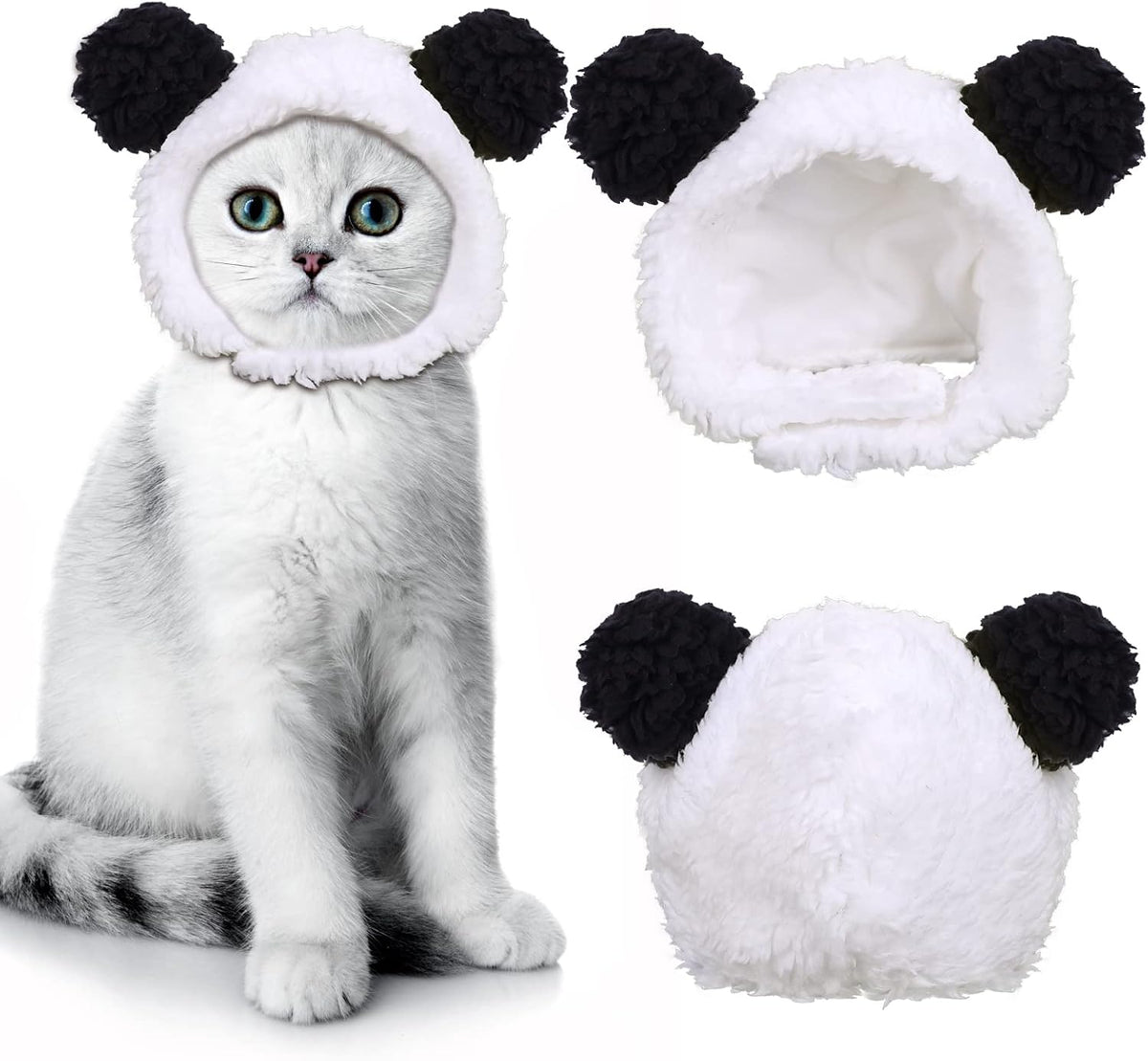 JOICEE Cute Cat Costume Warm Bear Hat Adjustable Small Pet Headwear - Black&White