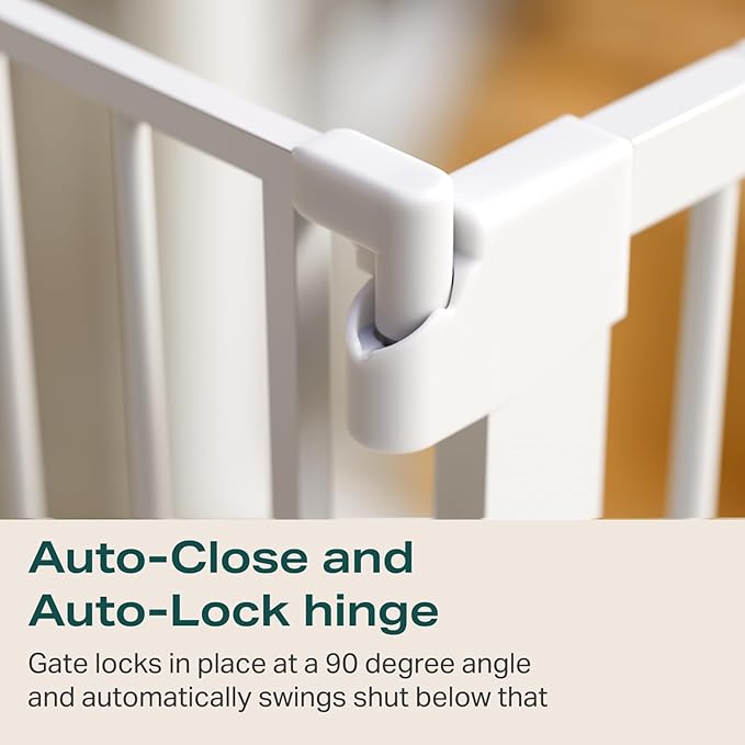 Cumbor 2 Pack 29.7-40.6" Baby Gate for Stairs, Mom's Choice Awards Winner-Dog Gate for Doorways, Pressure Mounted Self Closing Pet Gates for Dogs Indoor, Safety Child Gate with Easy Walk Thru Door